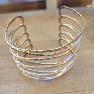 Vintage Gold Cuff Bracelet • Dainty Lines • Adjustible